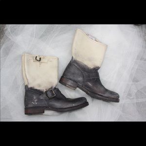 Two Tone Frye Moto Boots